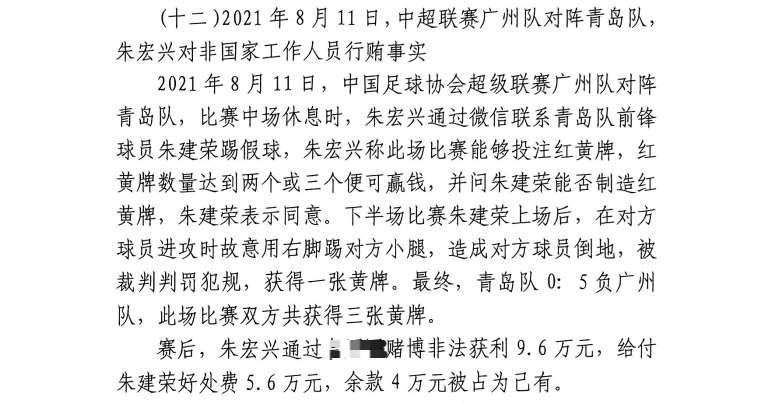 網(wǎng)傳判決書：青島球員朱建榮故意踢對(duì)方小腿，染黃收5.6萬好處費(fèi)