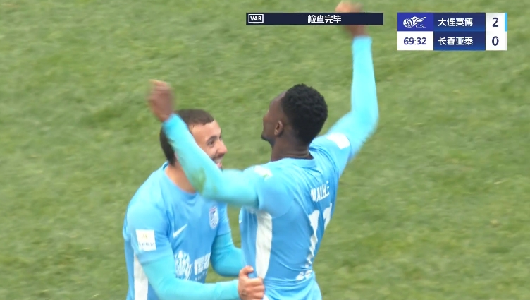 馬萊萊大連處子球！呂焯毅助攻馬萊萊破門，大連英博2-0亞泰